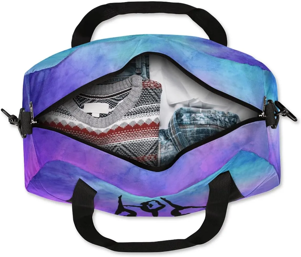 Personalized Sport Dance Bag for Girls, Customized Kids Gymnastics Overnighter Duffle Bag for Gym,Travel Carry on Weekender Bags with Name Text Logo Team Gifts,Blue Purple