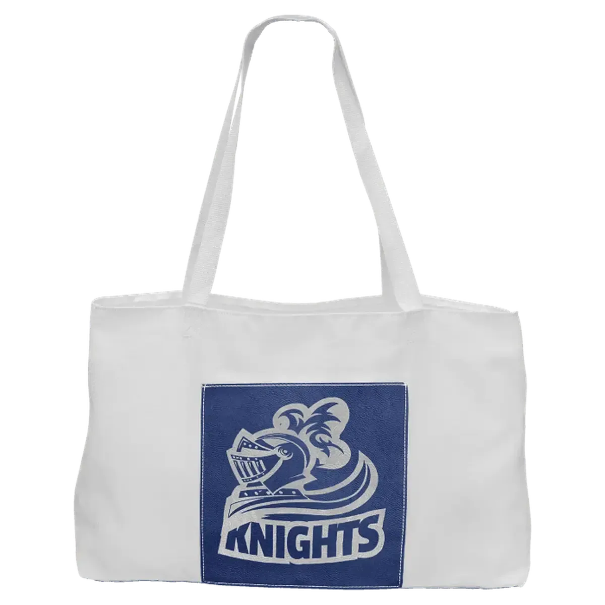 Personalized White Canvas Bag with 5" Gusset and Leatherette Color Trim