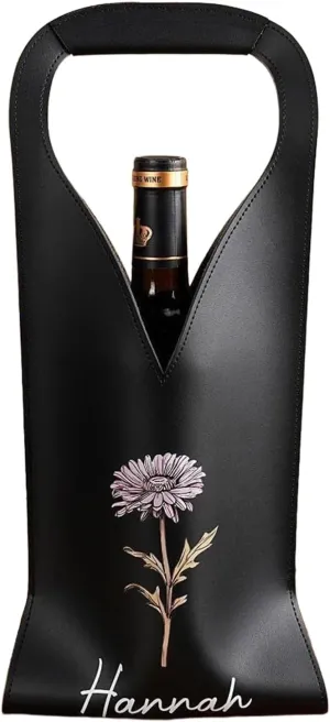 Personalized Wine Bags Leather - 5 Color Options Wine Bottle Carrier Bag with Name for Birthday Picnic Party Father's Day and Party Gift