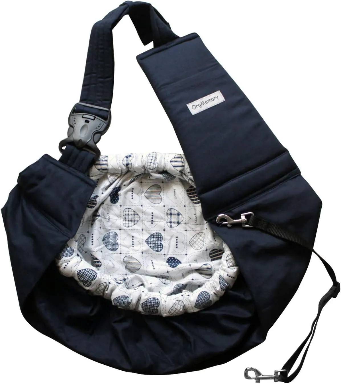 Pet Sling Carrier, OrgMemory Adjustable Dog Sling, Small Dog Cat Outdoor Shoulder Pet Carrier (Heart Shaped)