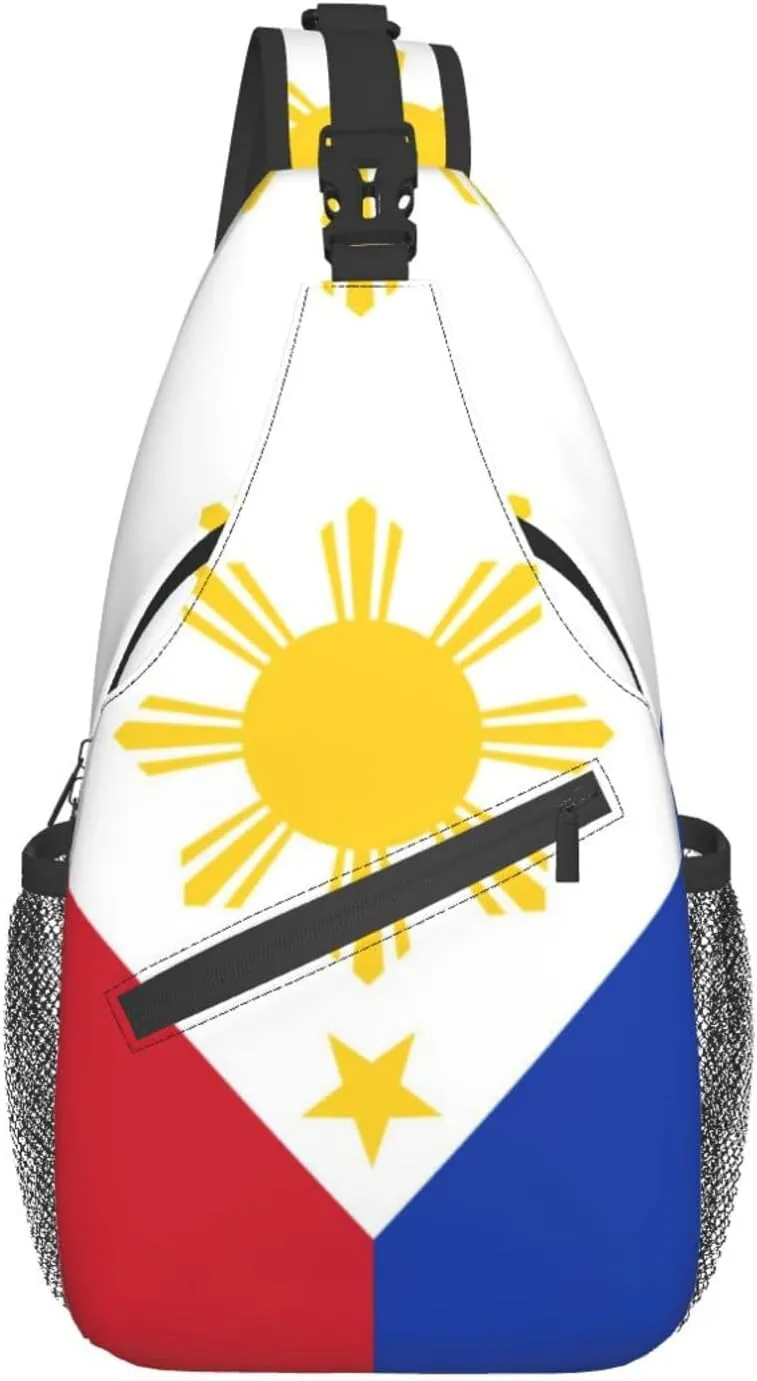 Philippine Flag-5 Outdoor Crossbody Shoulder Bag For Unisex Young Adult Hiking Sling Backpack