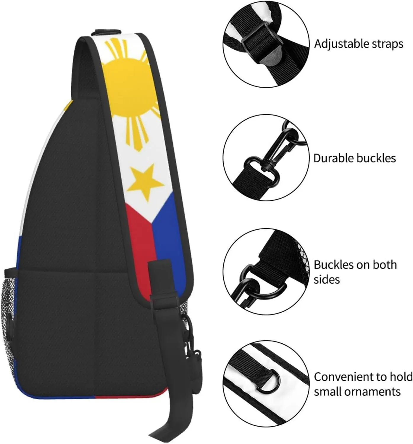 Philippine Flag-5 Outdoor Crossbody Shoulder Bag For Unisex Young Adult Hiking Sling Backpack