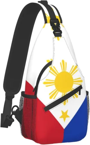 Philippine Flag-5 Outdoor Crossbody Shoulder Bag For Unisex Young Adult Hiking Sling Backpack