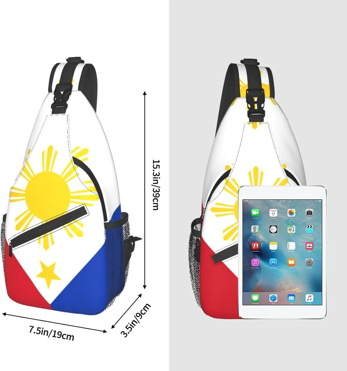 Philippine Flag-5 Outdoor Crossbody Shoulder Bag For Unisex Young Adult Hiking Sling Backpack