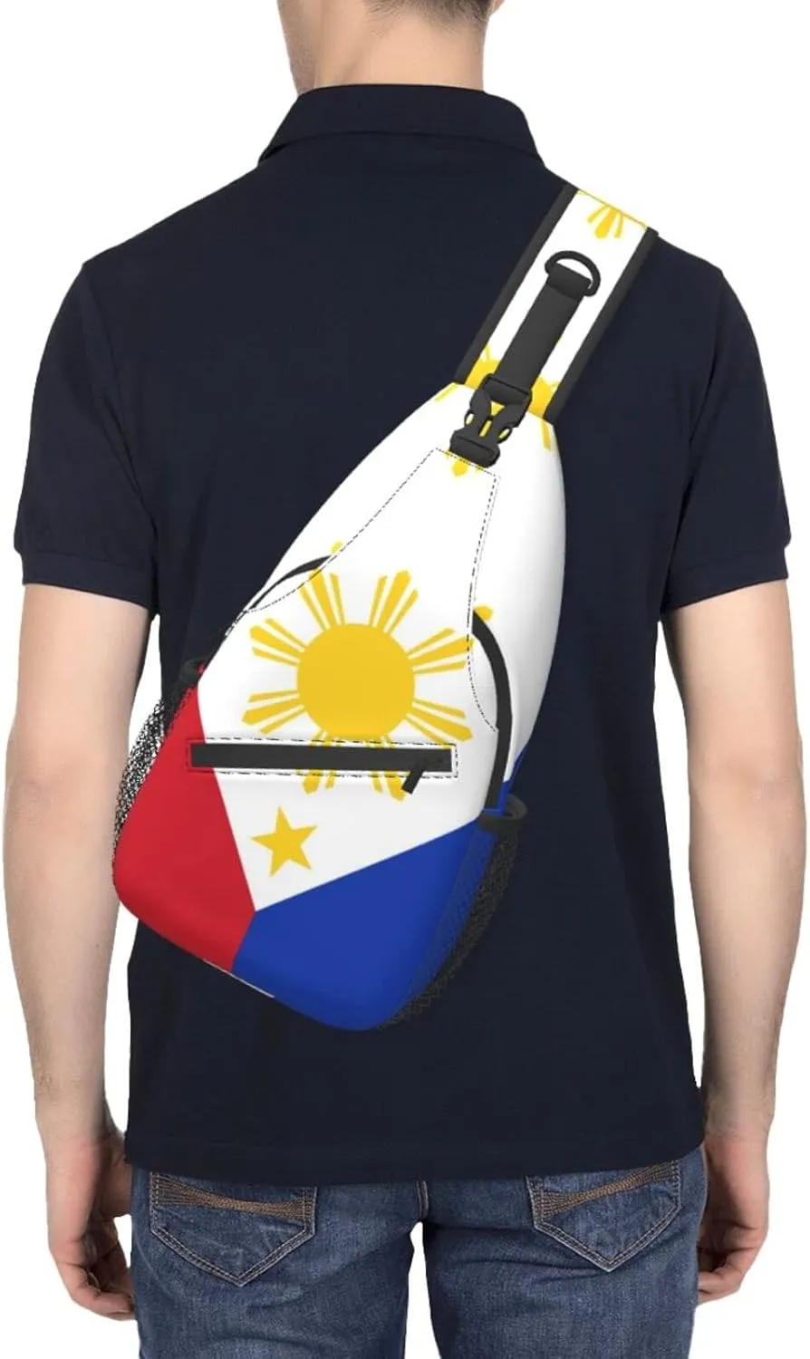 Philippine Flag-5 Outdoor Crossbody Shoulder Bag For Unisex Young Adult Hiking Sling Backpack