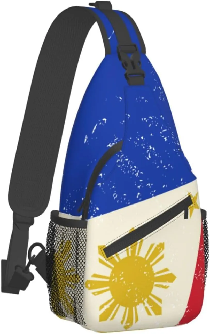 Philippines Flag Crossbody Bag Philippines Shoulder Bag Backpack Filipinos Sling Bag Chest Casual Daypack for Outdoor