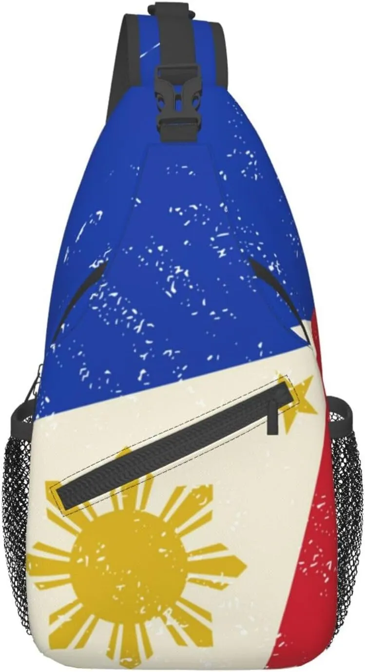 Philippines Flag Crossbody Bag Philippines Shoulder Bag Backpack Filipinos Sling Bag Chest Casual Daypack for Outdoor