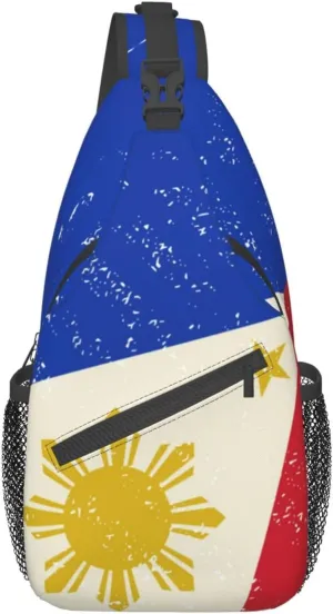 Philippines Flag Crossbody Bag Philippines Shoulder Bag Backpack Filipinos Sling Bag Chest Casual Daypack for Outdoor