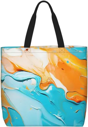 Pigment print Large capacity zipper shoulder convenience bag tote bag Gift travel shopping bag