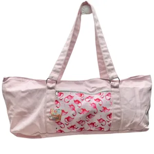 Pink Canvas Tote Bag Flamingo Print Lined Pocket Zippered Compartments By DEI