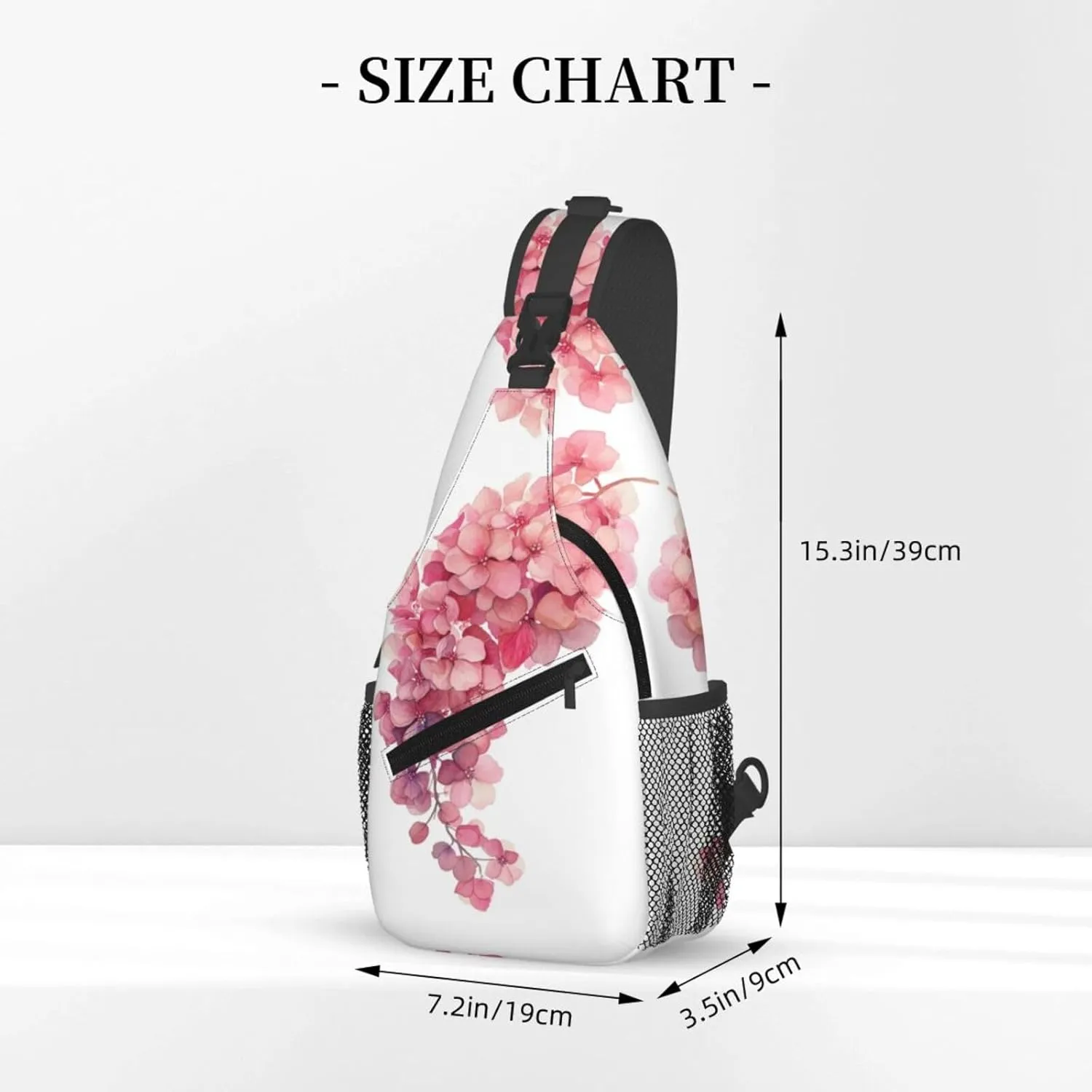 Pink Hydrangea Flower Sling Bag For Men Crossbody Backpack,Women Shoulder Bag For Travel Sport