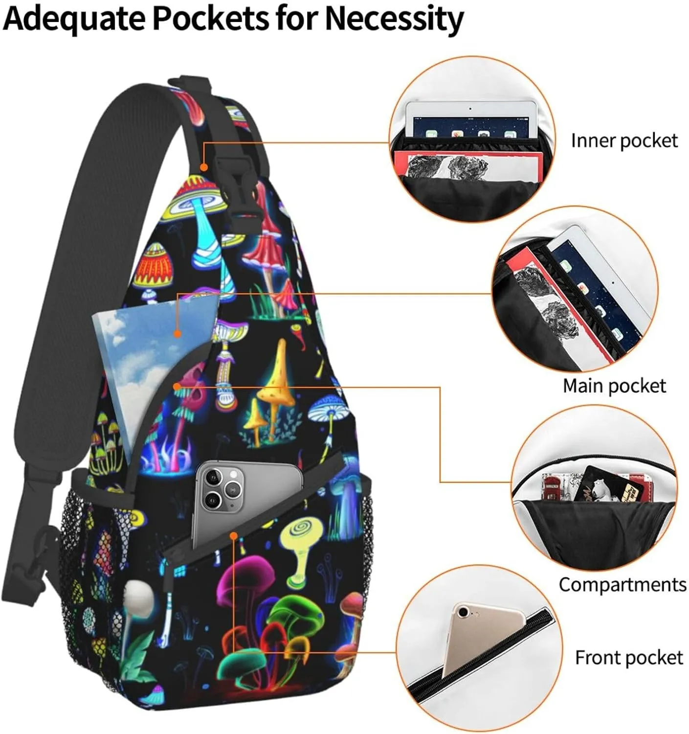 Pink Marble Sling Bag Unisex Crossbody Backpack Travel Hiking Casual Chest Bags Lightweight Fashion Chest Daypack