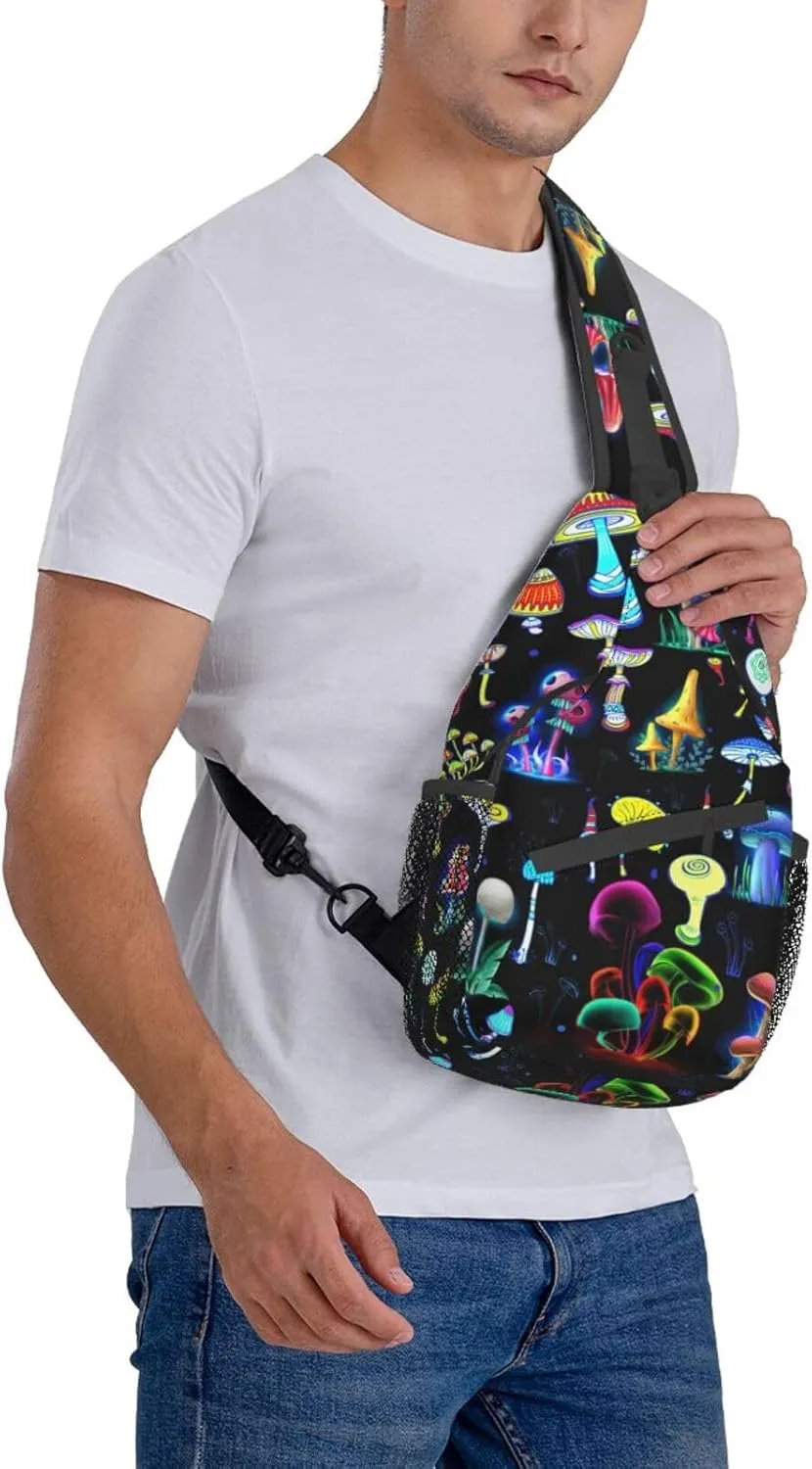 Pink Marble Sling Bag Unisex Crossbody Backpack Travel Hiking Casual Chest Bags Lightweight Fashion Chest Daypack