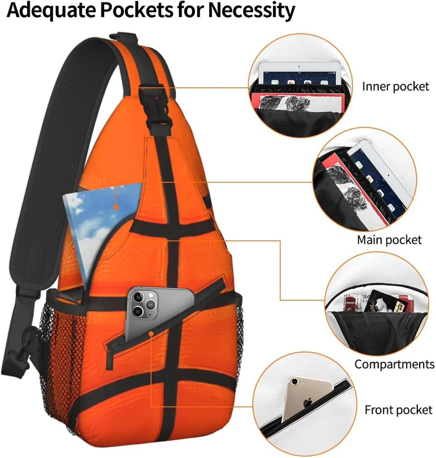 Pink Marble Sling Bag Unisex Crossbody Backpack Travel Hiking Casual Chest Bags Lightweight Fashion Chest Daypack