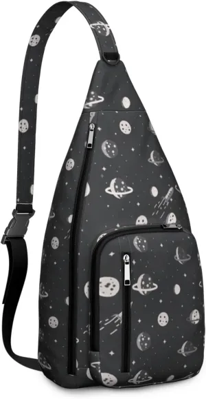 Planet Sketch Cool Crossbody Bag Daypack for Women Men Lightweight Waterproof Sling Bag Backpack Hiking Cycling