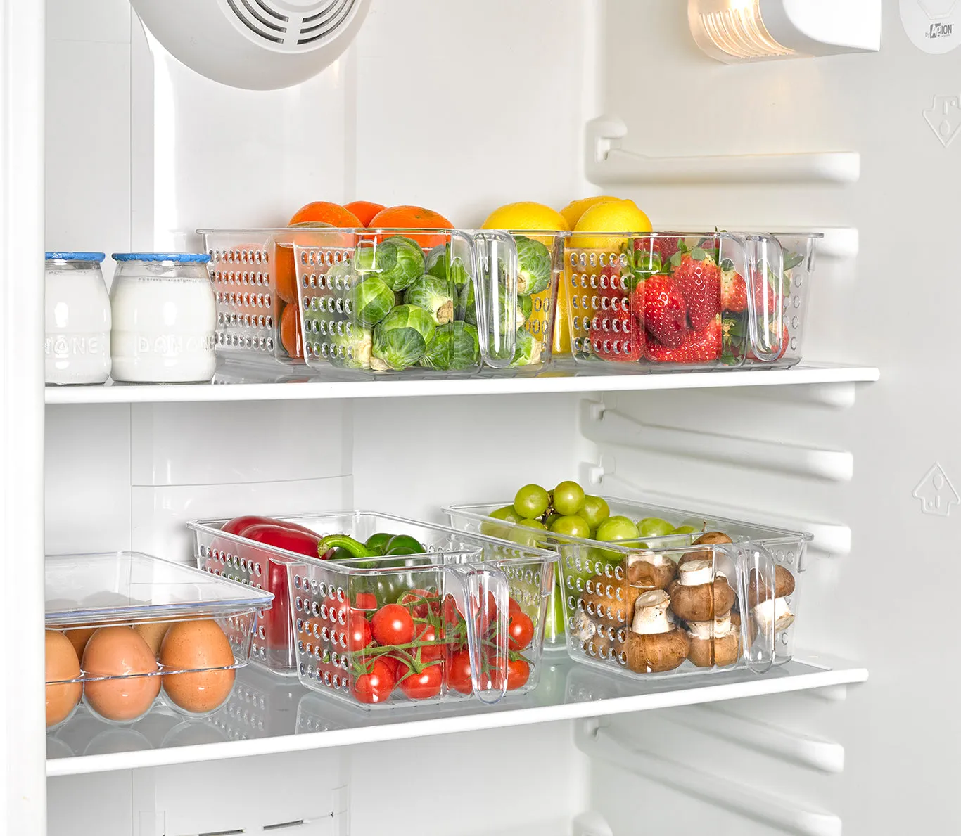 Plastic Forte 2-Compartment Fridge Organizer & Drawer with Handle - Transparent