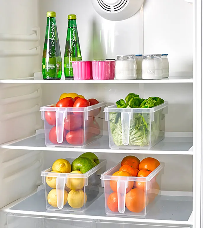 Plastic Forte 2-Compartment Fridge Organizer & Drawer with Handle - Transparent