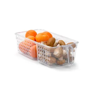 Plastic Forte 2-Compartment Fridge Organizer & Drawer with Handle - Transparent