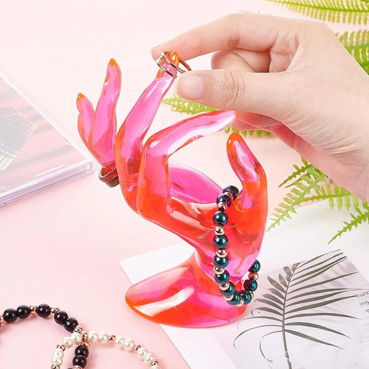 Plastic Ring Display Rack Jewelry Hand Mold Stand for Rings Accessories Display