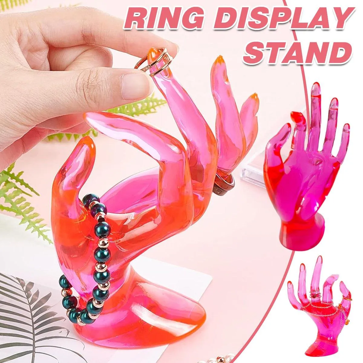 Plastic Ring Display Rack Jewelry Hand Mold Stand for Rings Accessories Display