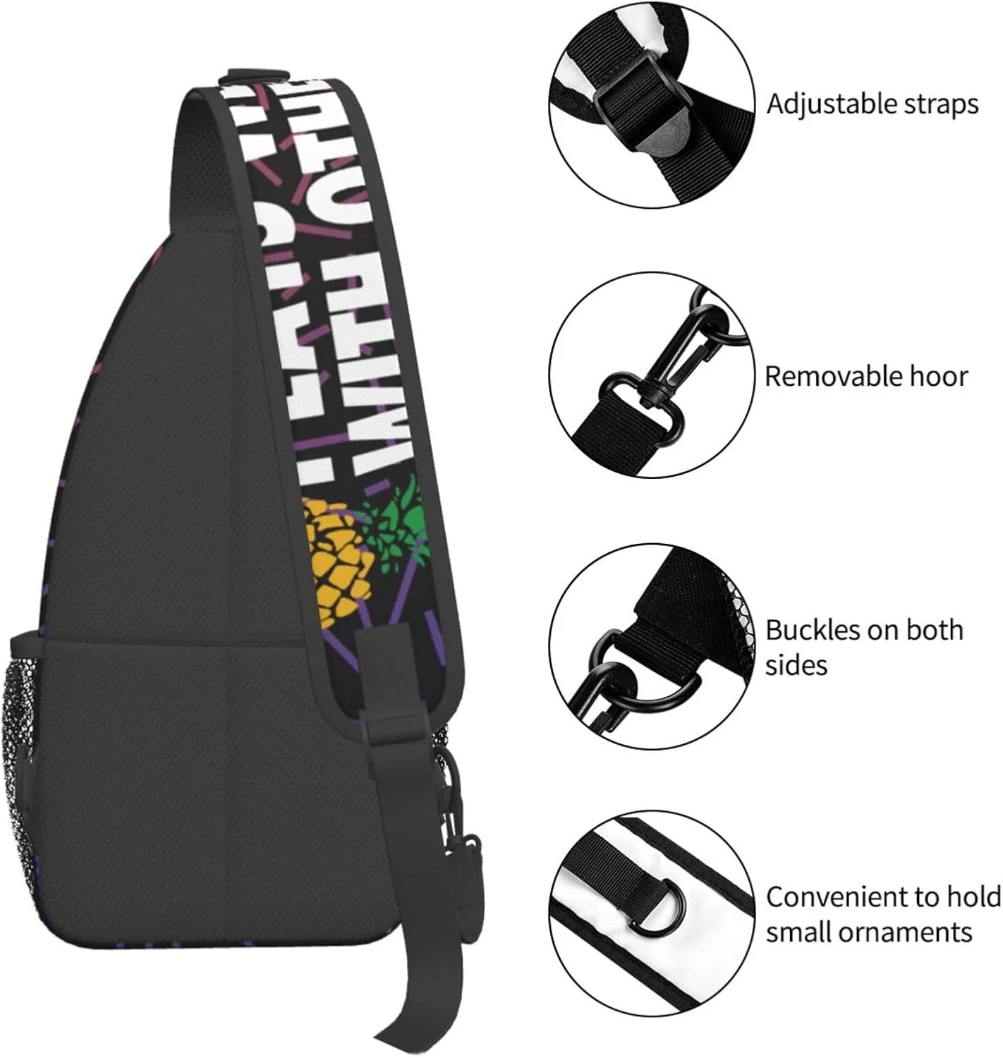 Plays Well With Others Upside Down Pineapple Small Crossbody Backpack Sling Bag For Men Women Mini One Shoulder Chest Bags Gym Sport Travel Hiking Daypack