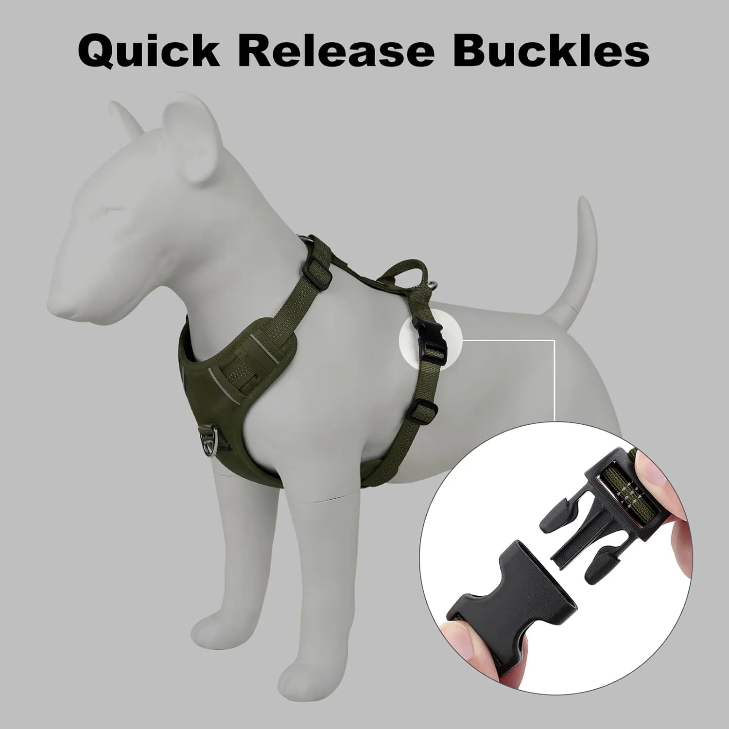 Plutus Pet No Pull Dog Harness, Reflective Adjustable Dog Vest Harness with Handle, Escape Proof, Soft Padded for Small Medium Large Dogs (Ranger Green, XL)