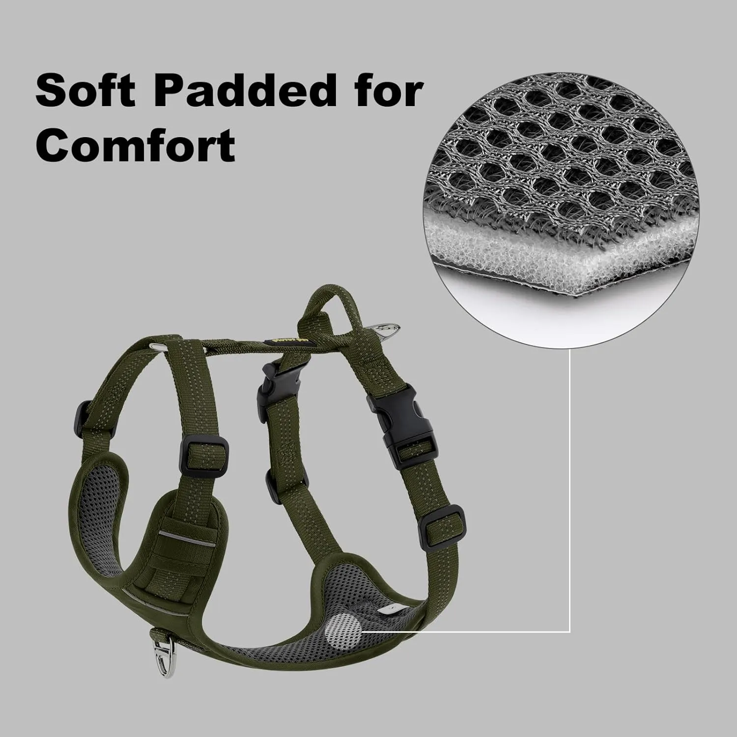 Plutus Pet No Pull Dog Harness, Reflective Adjustable Dog Vest Harness with Handle, Escape Proof, Soft Padded for Small Medium Large Dogs (Ranger Green, XL)
