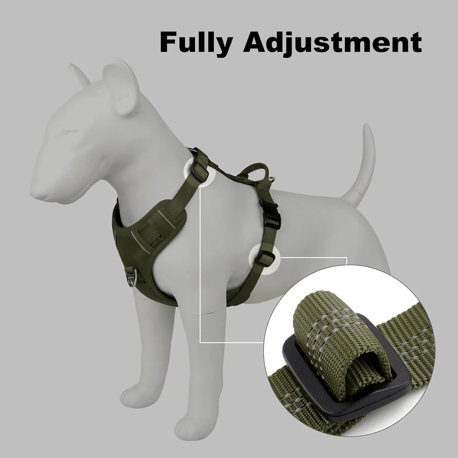 Plutus Pet No Pull Dog Harness, Reflective Adjustable Dog Vest Harness with Handle, Escape Proof, Soft Padded for Small Medium Large Dogs (Ranger Green, XL)