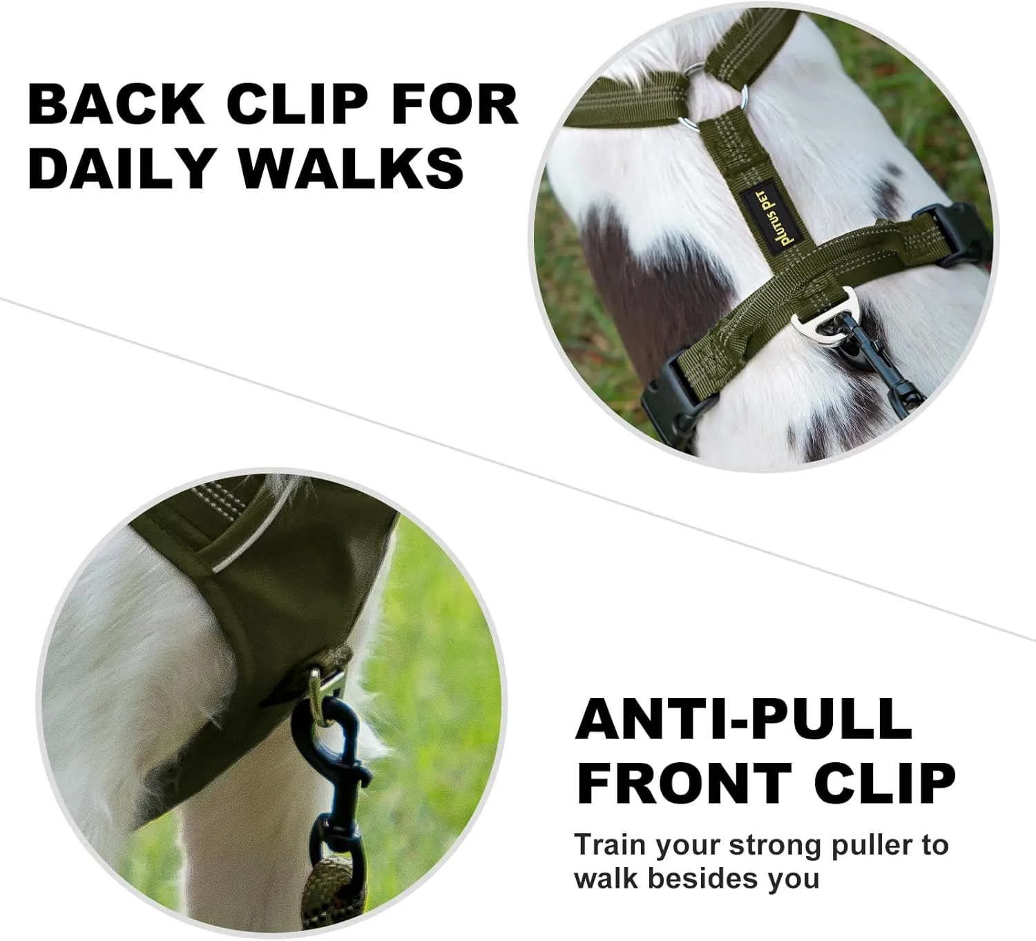Plutus Pet No Pull Dog Harness, Reflective Adjustable Dog Vest Harness with Handle, Escape Proof, Soft Padded for Small Medium Large Dogs (Ranger Green, XL)
