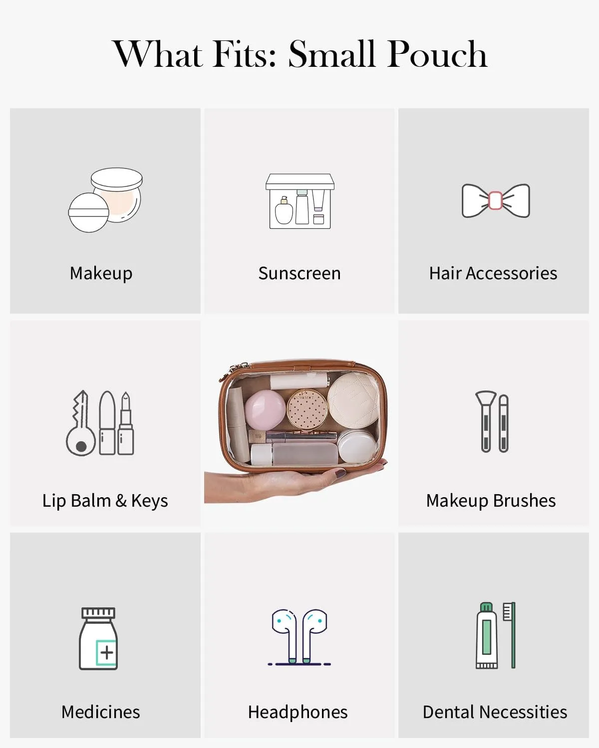 Pocmimut Clear Makeup Bags,Small Makeup Pouch with Large Cosmetic Bag Car Accessories Storage for Women,Travel Essentials Organizers,Brown