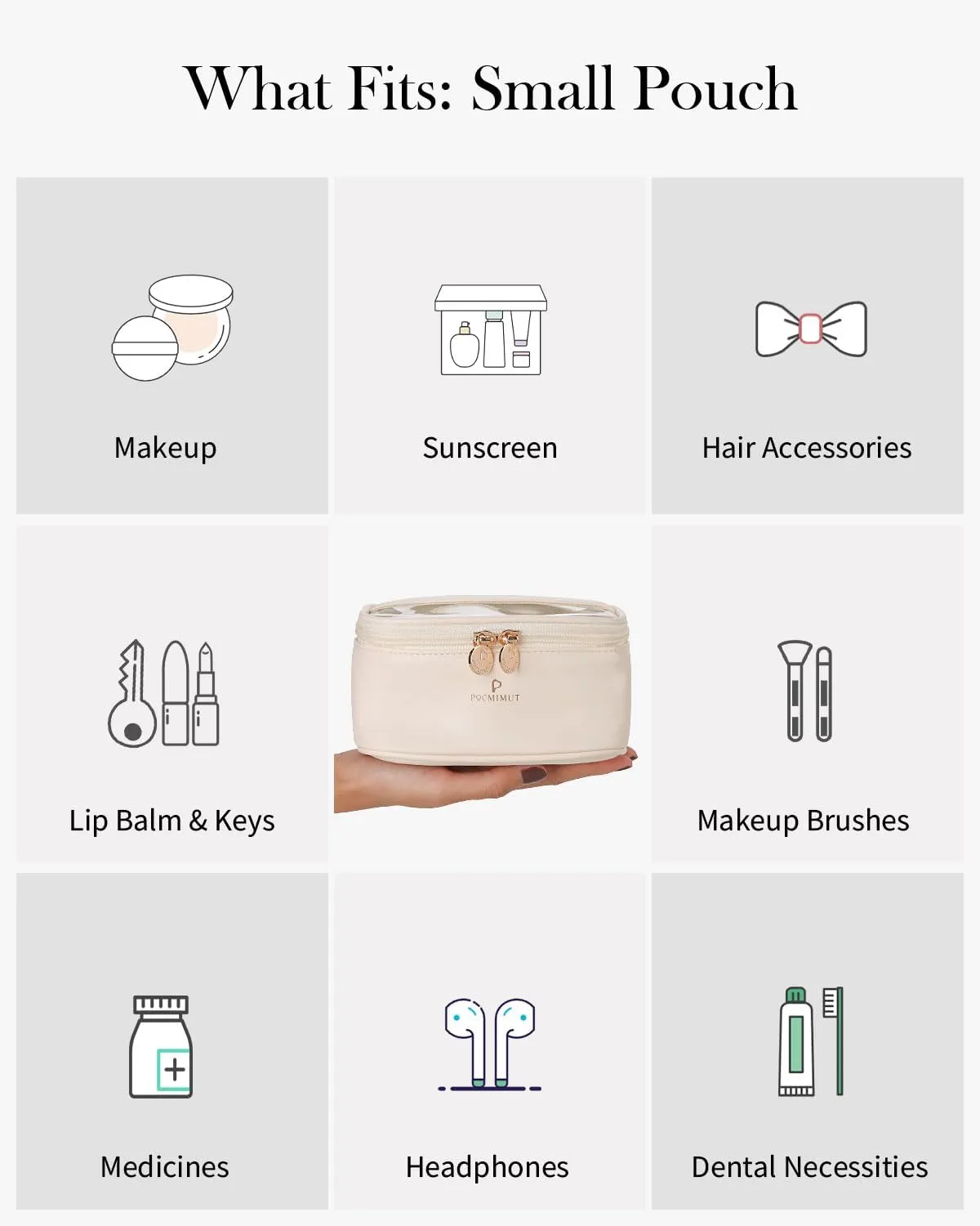 Pocmimut Makeup Bag,Protable Clear Makeup Bag Travel Cosmetic Bag Car Accessories for Women,Travel Essentials Cosmetic Bag Organizers,Beige