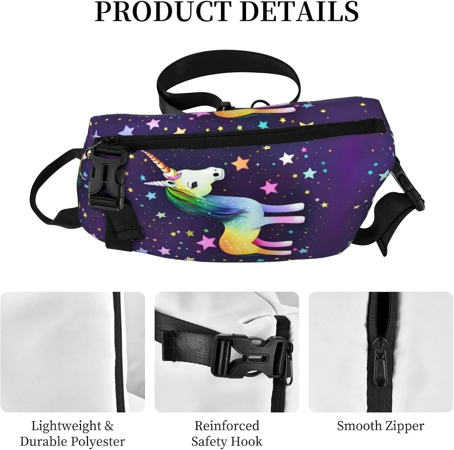 Polyester Fiber Waterproof Waist Bag -Backpack 4 Pocket Compartments Ideal for Outdoor Activities One-horse star