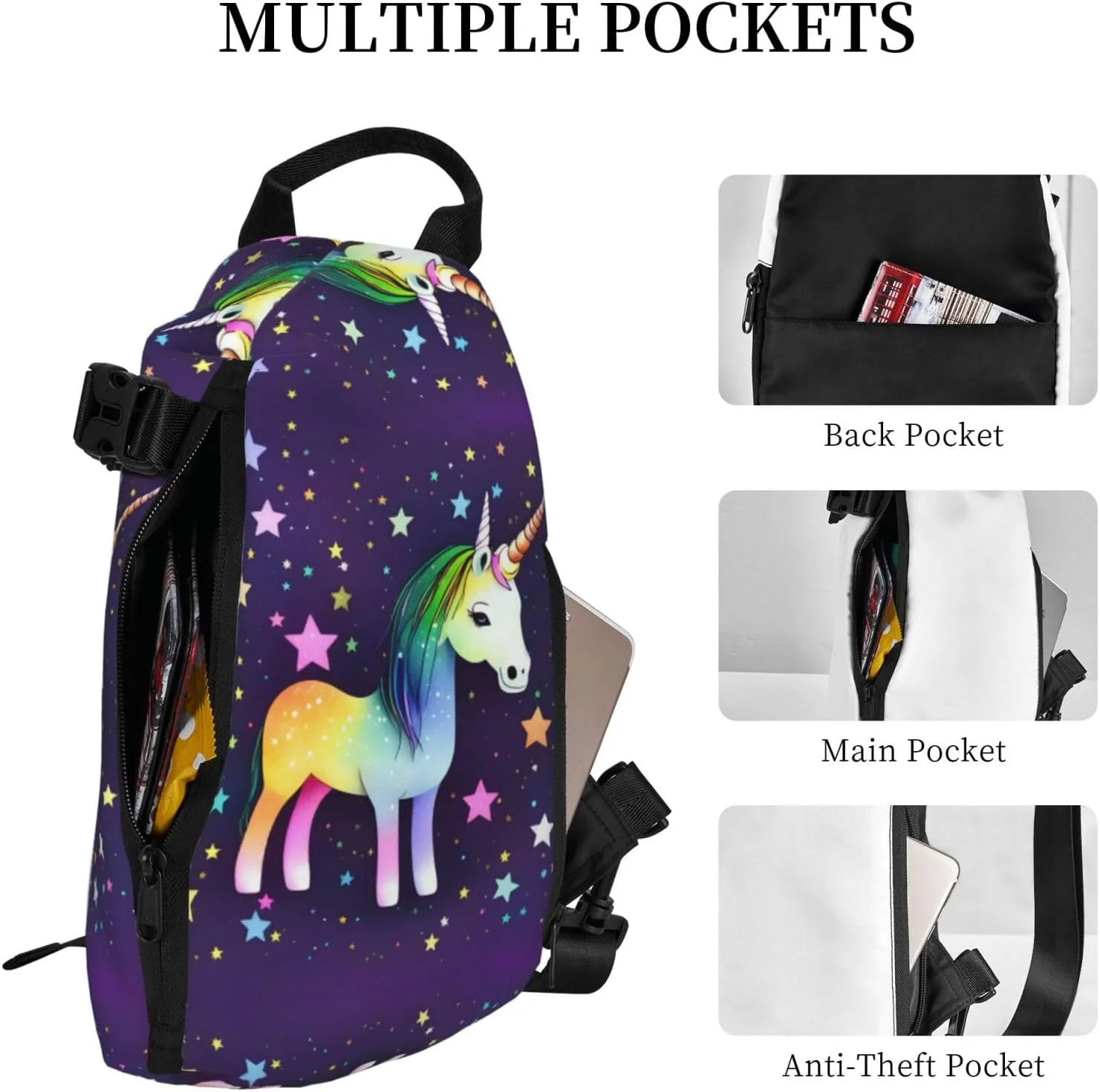Polyester Fiber Waterproof Waist Bag -Backpack 4 Pocket Compartments Ideal for Outdoor Activities One-horse star