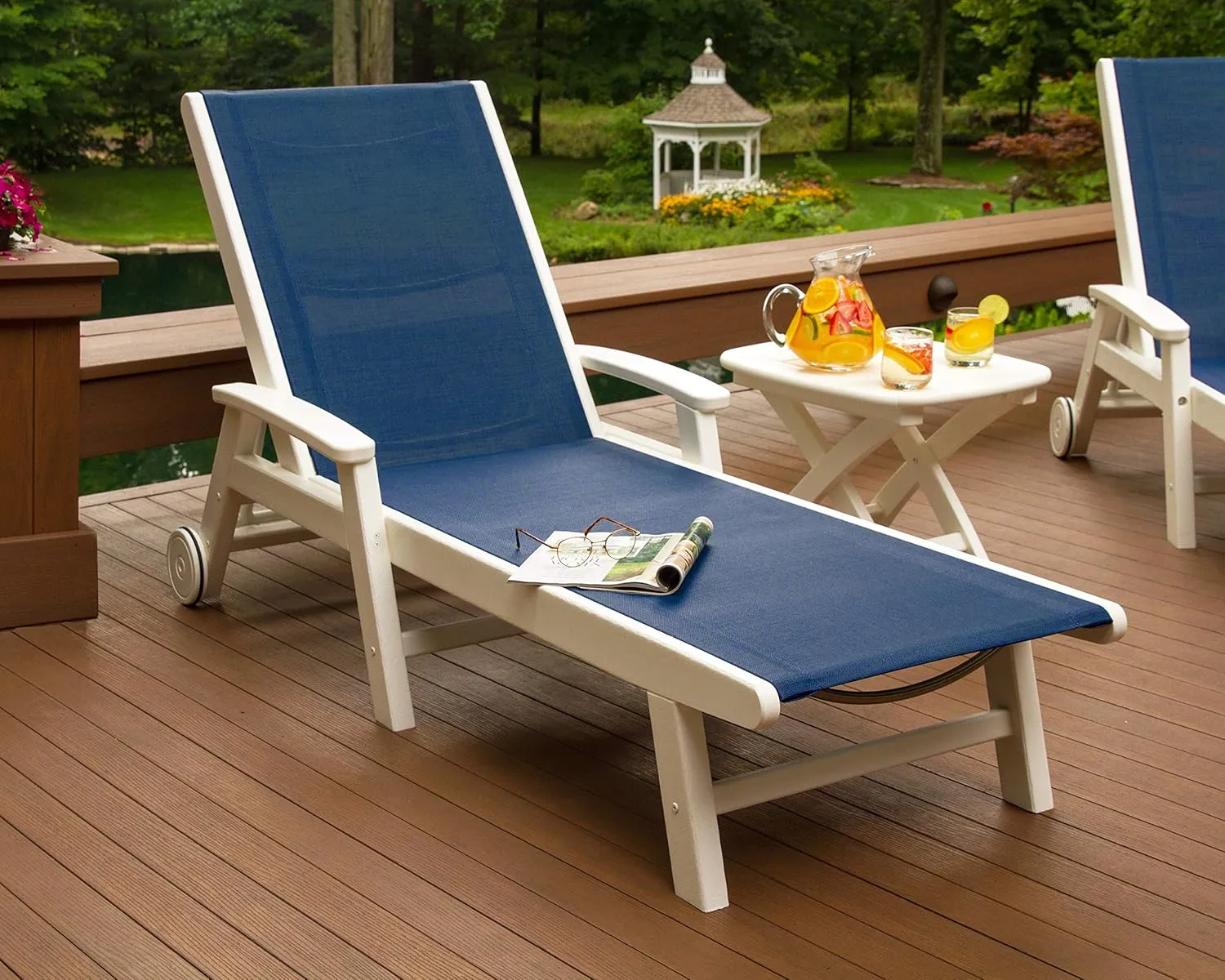 POLYWOOD® Coastal Chaise, Black/Metallic Sling