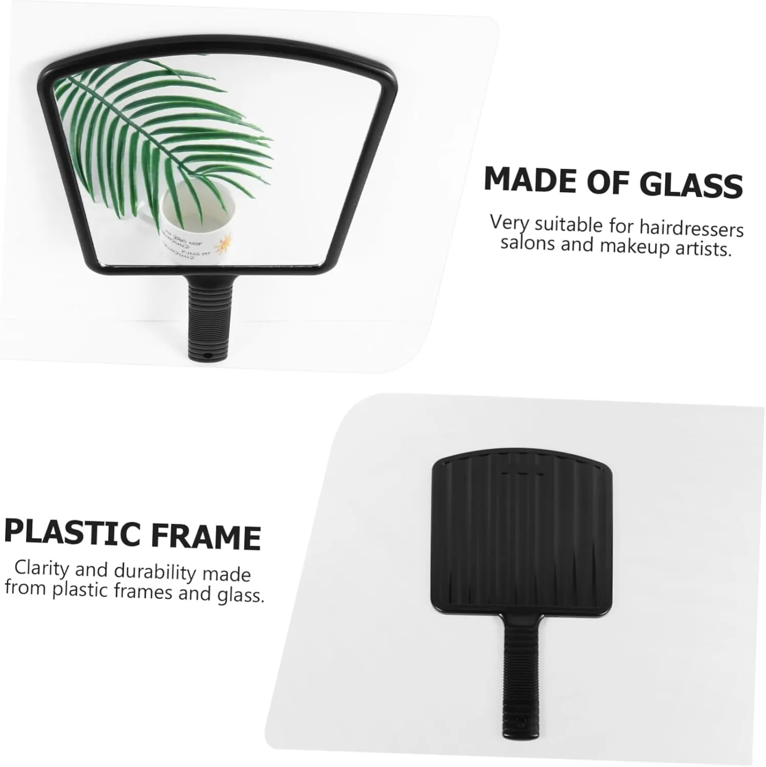 POPETPOP Square Handheld Makeup Mirror Ergonomic -Skid Handle for Barbers Makeup Artists Compact Design for Easy Use for Salon Routine