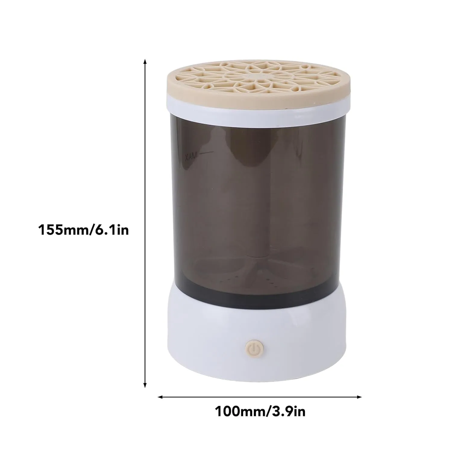 Portable Electric Makeup Brush Cleaner Machine, USB Powered Quick Dry Automatic Cosmetic Supplies Cleaner, Visible Process for All Size Makeup Brushes (Khaki)