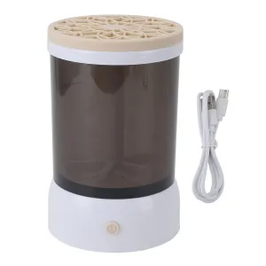 Portable Electric Makeup Brush Cleaner Machine, USB Powered Quick Dry Automatic Cosmetic Supplies Cleaner, Visible Process for All Size Makeup Brushes (Khaki)