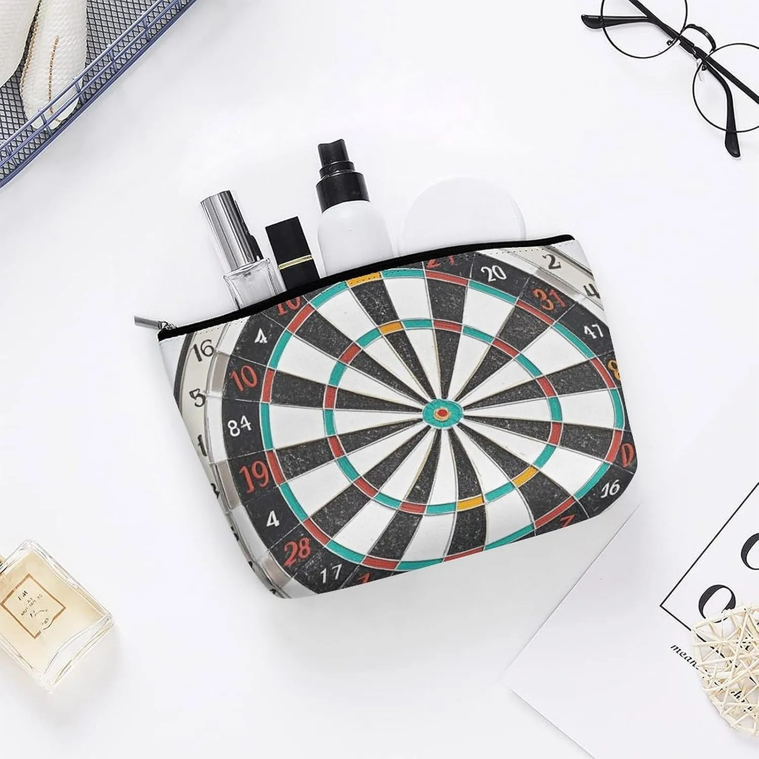 Portable Small Cosmetic Bag Cute Travel Makeup Bag Dart Board Waterproof Toiletry Bag for Women
