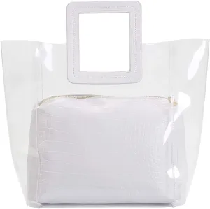 Poxas Womens Transparent Shoulder Bags Clear Tote PVC Handbag Jelly Purse Waterproof Bag