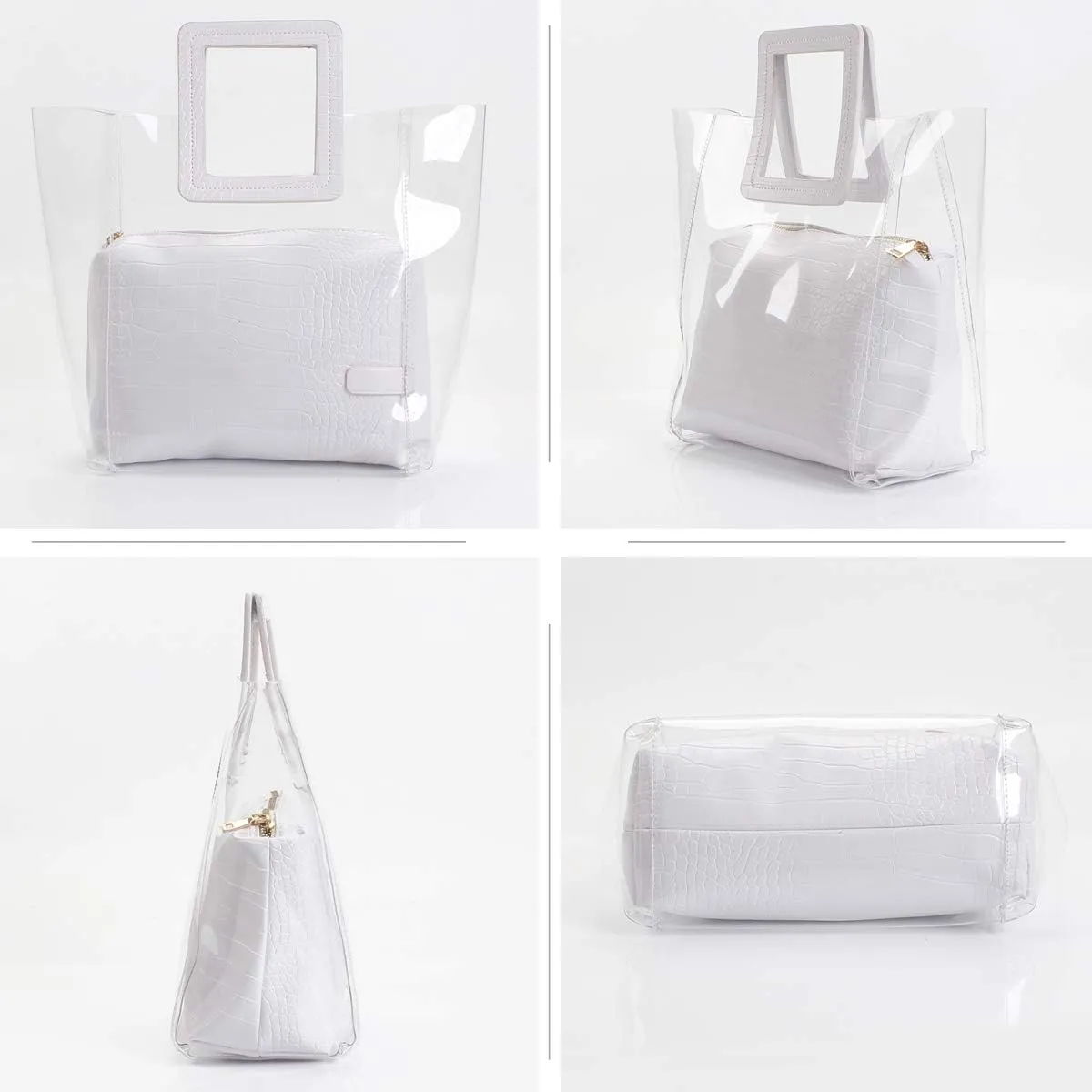Poxas Womens Transparent Shoulder Bags Clear Tote PVC Handbag Jelly Purse Waterproof Bag