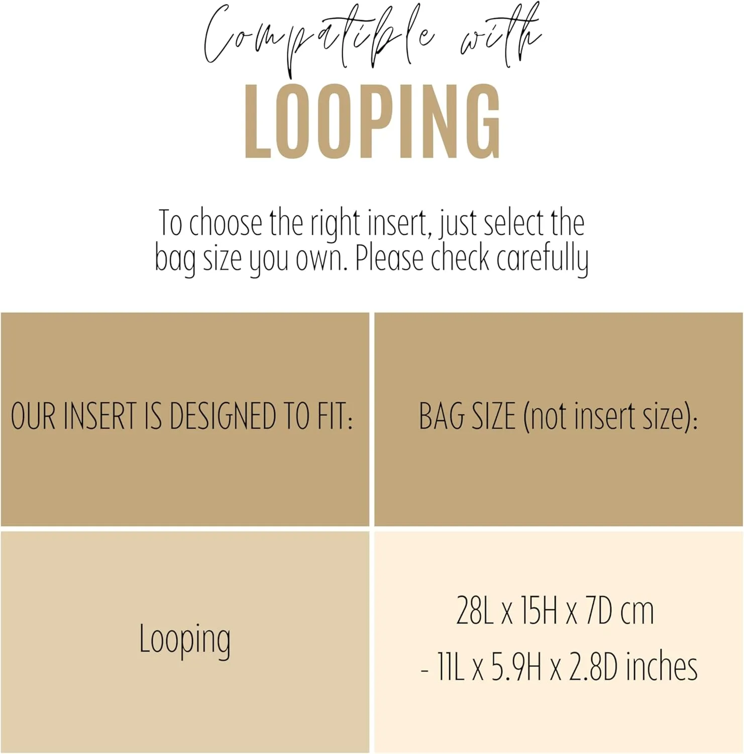 Premium Purse Organizer compatible with Lv Looping Insert - Handmade Bag Organizer 2mm Thick, Perfect fit (Bubblegum, For Looping)