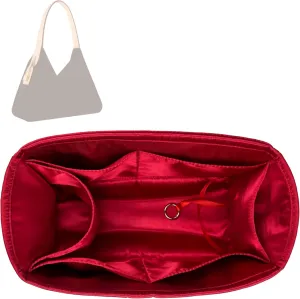 Premium Purse Organizer compatible with Lv Slouchy PM/MM Insert - Handmade Soft Silk Liner, Perfect fit for Hobo PM/MM Bag Organizer Gold Zipper (Beige, For Slouchy MM)