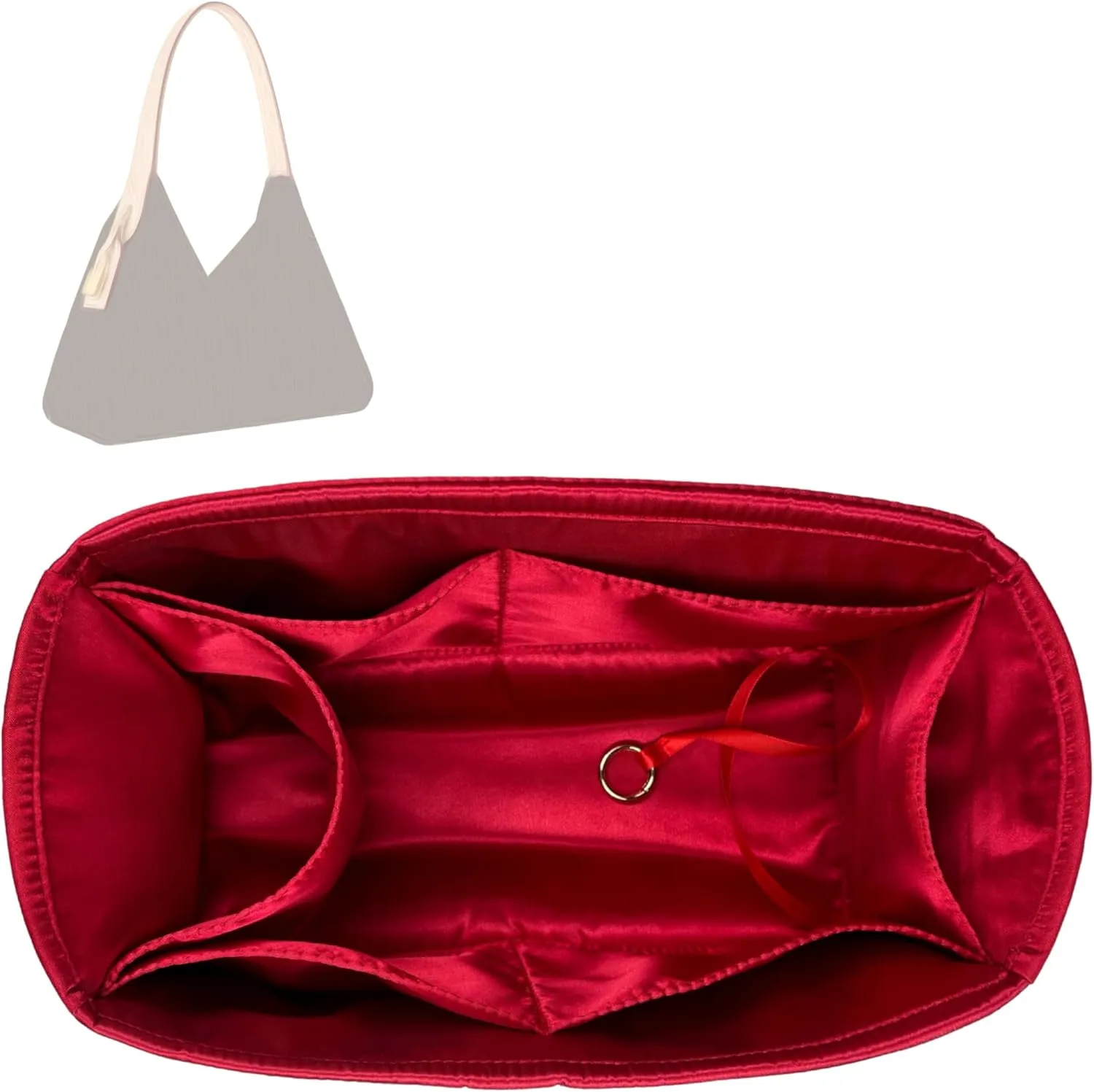 Premium Purse Organizer compatible with Lv Slouchy PM/MM Insert - Handmade Soft Silk Liner, Perfect fit for Hobo PM/MM Bag Organizer Gold Zipper (Beige, For Slouchy MM)