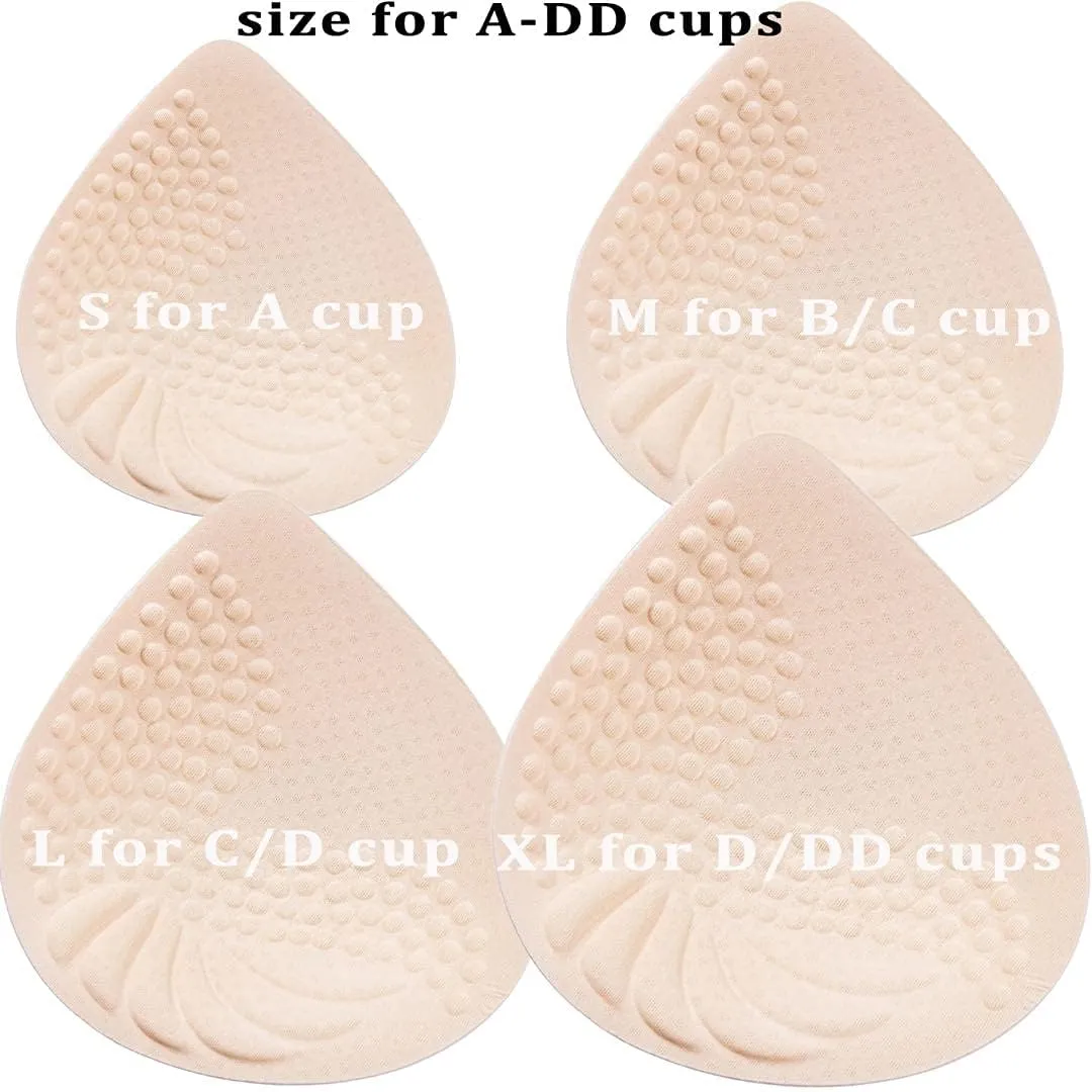 PRETTYWELL Bra Pads Inserts, 2 Pairs Latex Bras Inserts for Sports Bras, Bra Cups Inserts for Bikini Tops