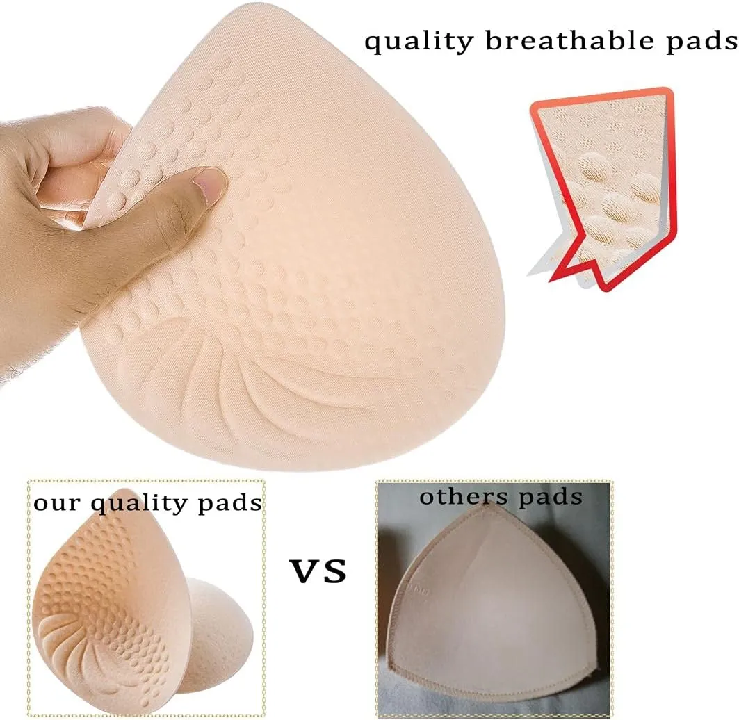 PRETTYWELL Bra Pads Inserts, 2 Pairs Latex Bras Inserts for Sports Bras, Bra Cups Inserts for Bikini Tops
