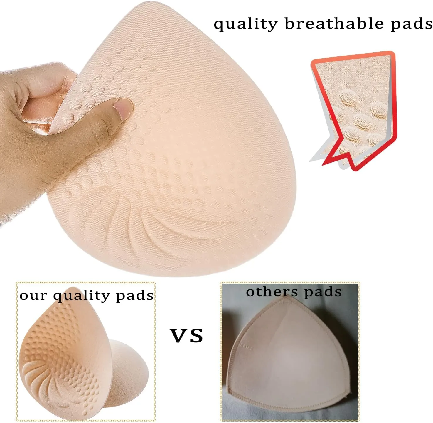PRETTYWELL Bra Pads Inserts, 2 Pairs Latex Bras Inserts for Sports Bras, Bra Cups Inserts for Bikini Tops