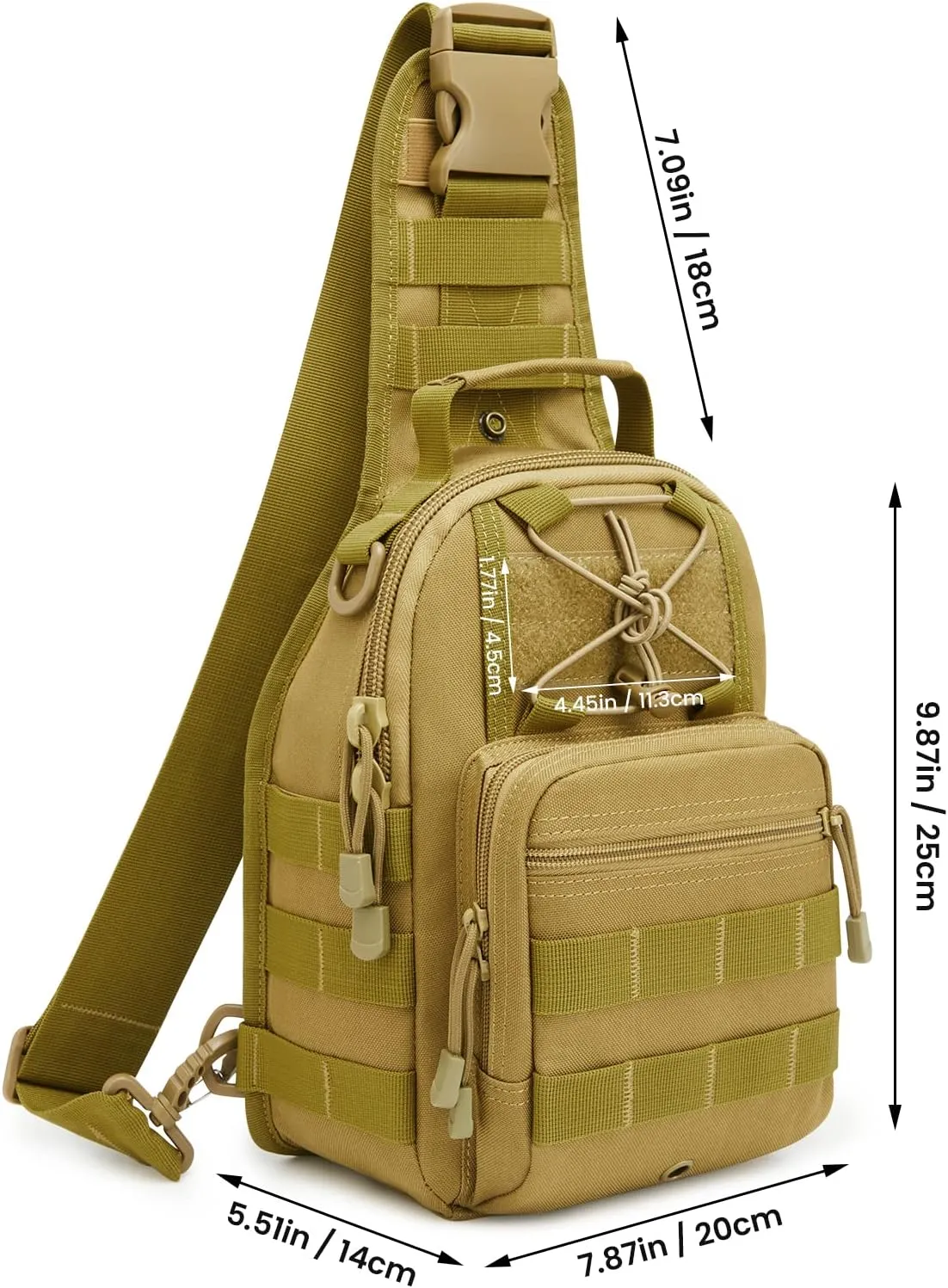 Prospo Tactical Sling Bag Pack Military Molle EDC Single Strap Daypack Outdoor for Camping, Hiking, Trekking Black New
