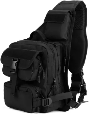 Protector Plus UNISTRENGH Tactical Military Daypack Sling Chest Pack Bag Molle Laptop Backpack Large Shoulder Bag Crossbody Duty Gear For Hunting Camping Trekking (Black)