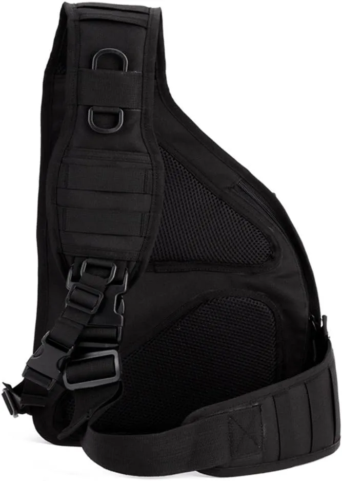 Protector Plus UNISTRENGH Tactical Military Daypack Sling Chest Pack Bag Molle Laptop Backpack Large Shoulder Bag Crossbody Duty Gear For Hunting Camping Trekking (Black)