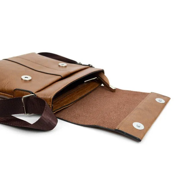 PU Leather Brown Small Crossbody Messenger Bag
